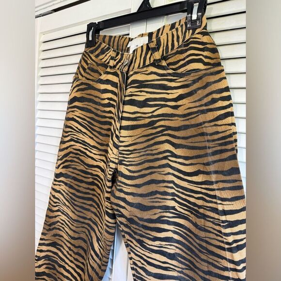 Animal tiger print wide leg high wasted jeans Women’s medium - Picture 3 of 9